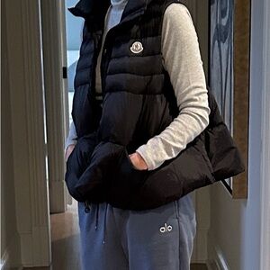 Moncler Black Puffer Vest with Logo